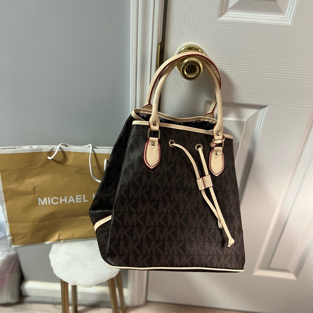 Michael Kors Dark Brown and Cream Tote